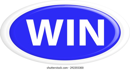 Button win. The round shape. 3D. Vector illustration.