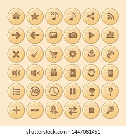 Button wood icon gui for games.