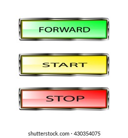 The button with the words start and stop .vector illustration.