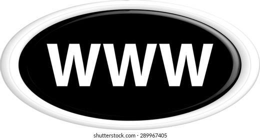 Button WWW. The round shape. 3D. Vector illustration.