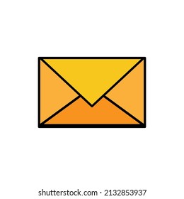 Button with yellow envelope icon. Mail icon. Closed yellow envelope. Business concept. Vector illustration. stock image. 