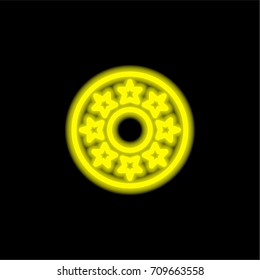 Button yellow glowing neon ui ux icon. Glowing sign logo vector