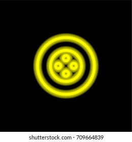 Button yellow glowing neon ui ux icon. Glowing sign logo vector