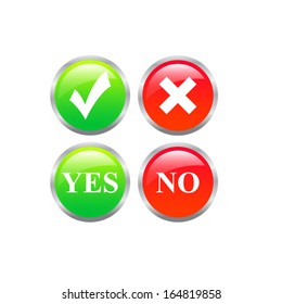 button Yes and No, colorful delete and check
