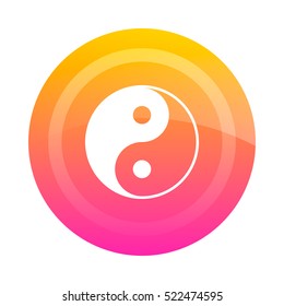 Button Yin Yang, vector image. Colored button with the sign of Yin-Yang in the center. Icon.