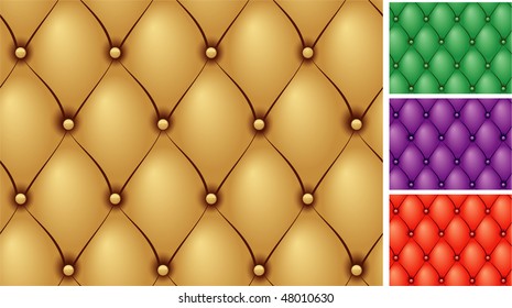 Buttoned leather seamless vector backgrounds set.