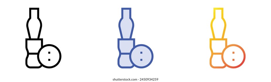 icono de botón. Diseño de estilo de relleno lineal, azul y degradado aislado sobre fondo blanco