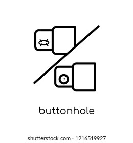 buttonhole icon. Trendy modern flat linear vector buttonhole icon on white background from thin line Sew collection, outline vector illustration