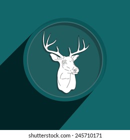 Button-Icon: Hand drawn deer-head. Vector Illustration. Eps 10