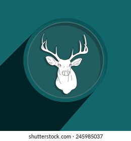 Button-Icon: Hand drawn deer-head. Vector Illustration. Eps 10