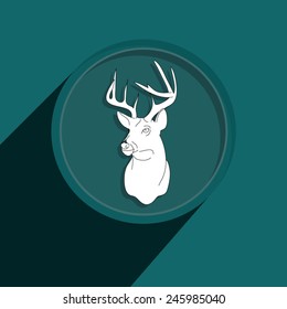 Button-Icon: Hand drawn deer-head. Vector Illustration. Eps 10