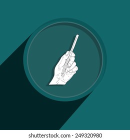 Button-Icon: hand with pen. Vector Illustration. Eps 10