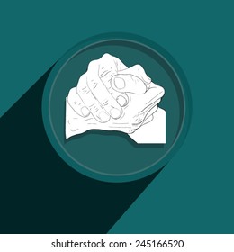 Button-Icon: handshake - black and white. Vector Illustration. Eps 10  