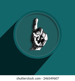 Button-Icon: one finger hand. Vector Illustration. Eps 10