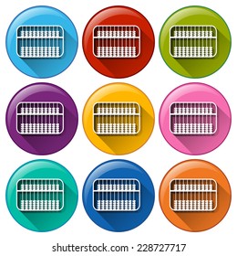 Buttons with an abacus on a white background