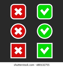 Buttons accept and cancel. Buttons set. Vector illustration
