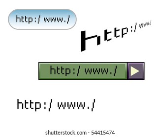 Buttons and address on a white background