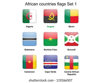 buttons with African countries flags set 1