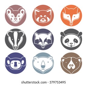 Buttons animals. Flat design.