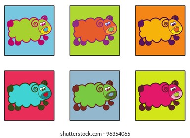 The buttons for baby with colored lambs.