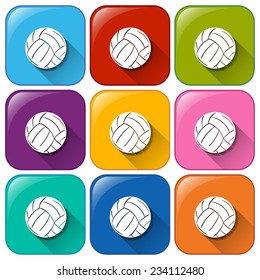 Buttons with balls on a white background 