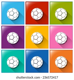 Buttons with balls on a white background 