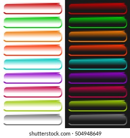 Buttons, banners in several color. Horizontal button shape set.