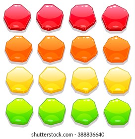 Buttons base template for game UI in vector isolated on white background