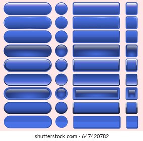 Buttons blue  many  for website design.