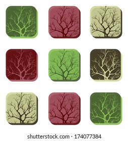 Buttons with branches. Icon set