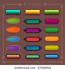 Buttons cartoon set, vector elements for web or game ui design
