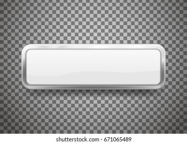 Buttons with chrome frame isolated on transparent background. Vector illustration. Eps 10.