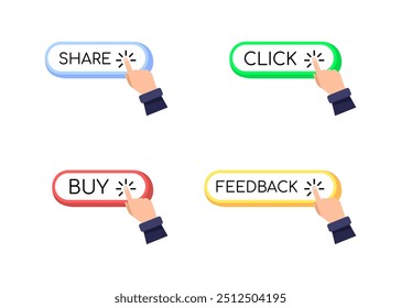 Buttons click set icons. Flat style. Vector icons.