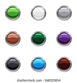 Buttons for clicks in internet icons set. Cartoon illustration of 9 buttons for clicks in internet vector icons for web