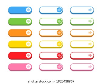 Buttons collection. Big colorful Buttons, isolated. Modern buttons. Vector illustration