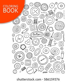 Buttons collection sketch. Page for your coloring book