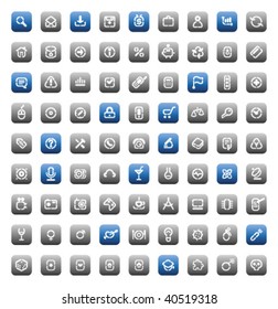 Buttons for computer, business, shopping, science, media, leisure, gambling and danger. Icons for websites and interface elements. Vector illustration.