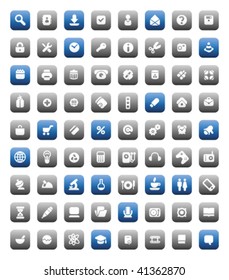 Buttons for computer, business, shopping, science, education and music. Icons for websites and interface elements. Vector illustration.