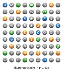 Buttons for computer, business, shopping, science, media, leisure, gambling and danger. Icons for websites and interface elements. Vector illustration.