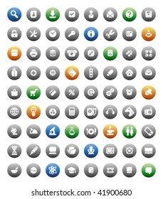 Buttons for computer, business, shopping, science, education and music. Icons for websites and interface elements. Vector illustration.
