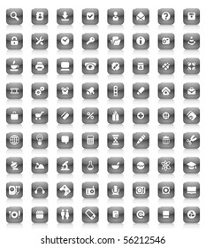 Buttons for computer, business, shopping, science, education and music. Icons for websites and interface elements. Vector illustration.