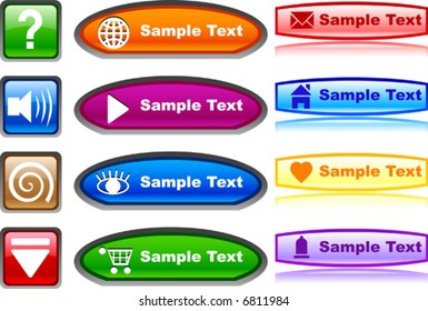 Buttons contains fill only. All curves are discoloured. Vector illustration.