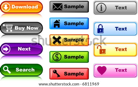 Buttons contains fill only. All curves are discoloured. Vector illustration.