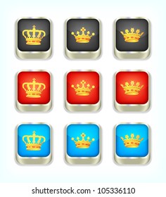 Buttons with crowns, part 1, vector, 10eps.