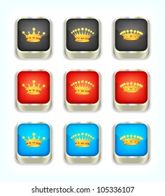 Buttons with crowns, part 2, vector, 10eps.