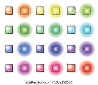 buttons of different colors are turned on and off