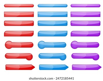 Botones de diferentes Formas y colores sobre un fondo blanco. Ilustración vectorial