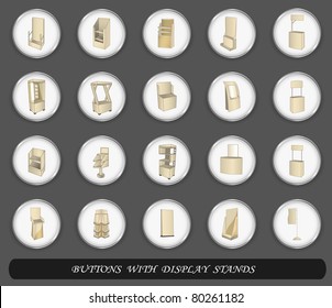 Buttons with display set. Vector illustration