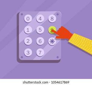 Buttons in the Elevator. Hand Vector. Cartoon. Isolated art