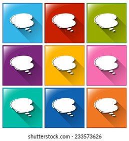 Buttons with empty cloud templates on a white background 